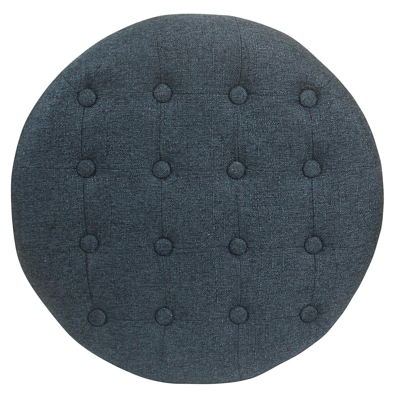 Boho Tufted Storage Ottoman Purple - HomePop: Round, Footstool, Wood Legs, 250lb Capacity