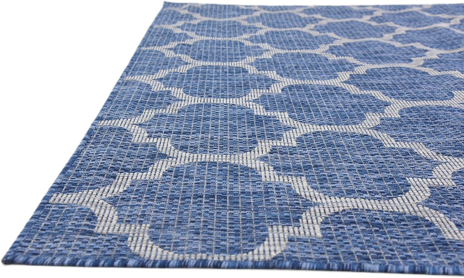 Unique Loom 6' 1 x 9' 0 Rectangle Indoor/Outdoor Trellis Navy Blue Area Rug
