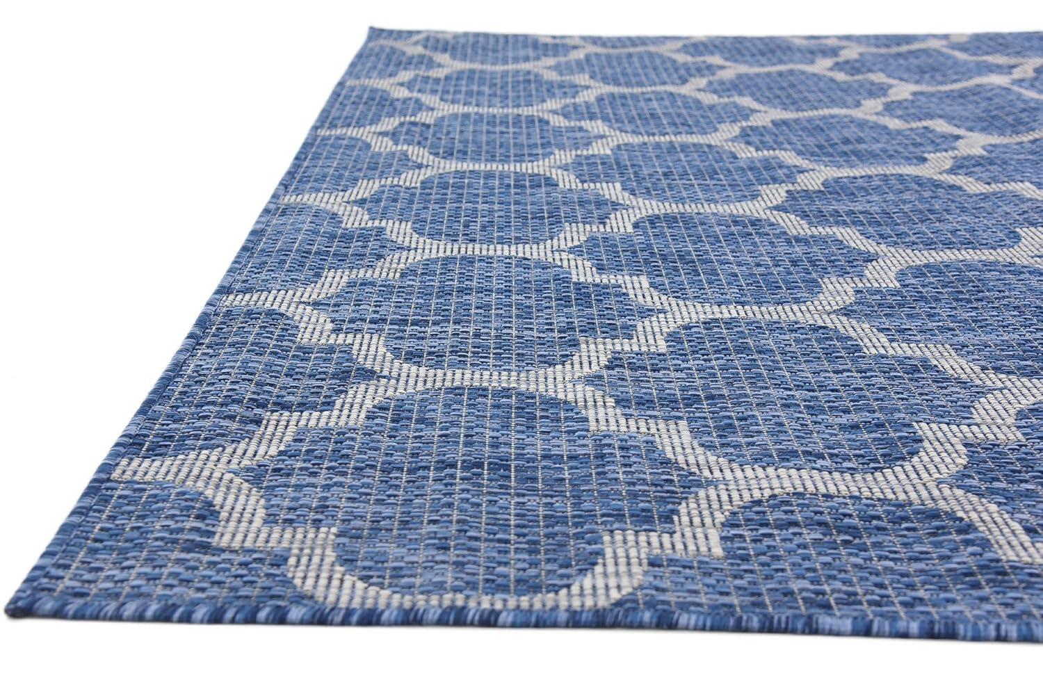 Unique Loom 6' 1 x 9' 0 Rectangle Indoor/Outdoor Trellis Navy Blue Area Rug