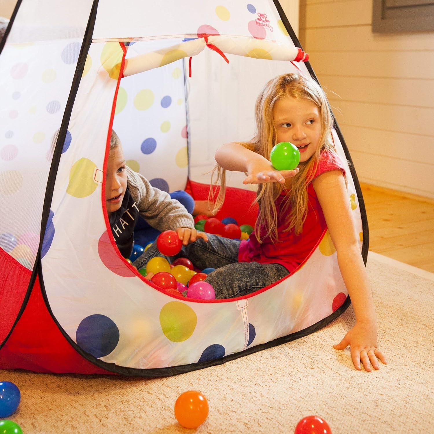 Kiddey Kids Ball Pit Play Tent - 100 Ball Pit Balls Included - Pops up No Assembly Required - Use as a Ball Pit or As an Indoor/Outdoor Play Tent, (Ball Pit with Balls)