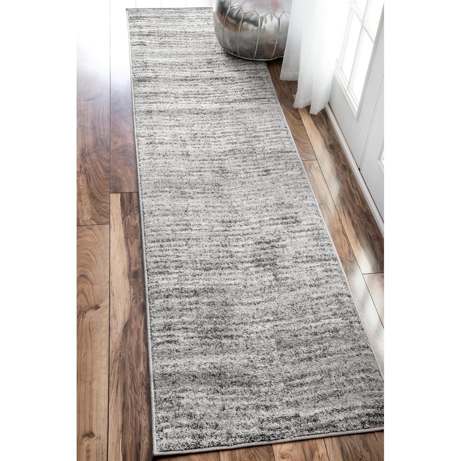 2'6"x12' Runner Sherill Ripple Modern Abstract Living Room or Bedroom Area Rug Gray - nuLOOM