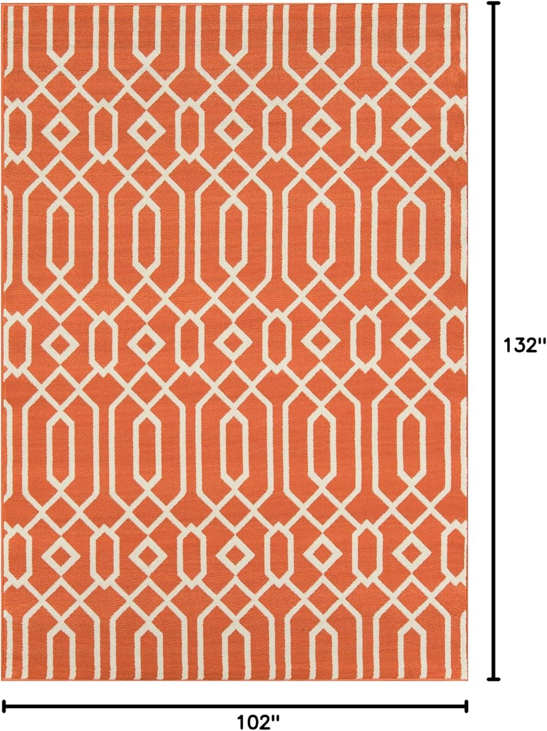 Luxor Trellis Orange Synthetic 8'6" x 13' Flat Woven Area Rug