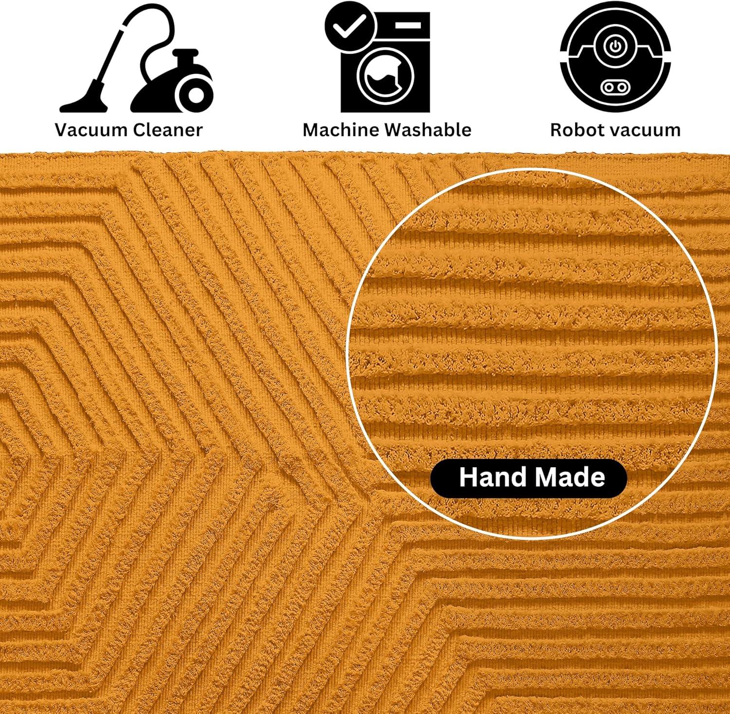 Boho Rugs for Living Room 4x6, Farmhouse Cotton Area Rug for Bedroom, Washable Tufted Indoor Floor Carpet for Kitchen Dorm Office Dining Room Office H