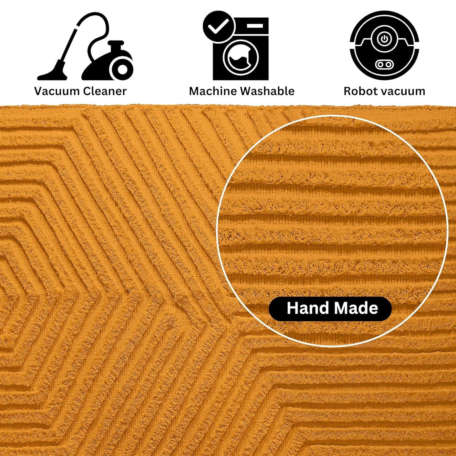 Boho Rugs for Living Room 4x6, Farmhouse Cotton Area Rug for Bedroom, Washable Tufted Indoor Floor Carpet for Kitchen Dorm Office Dining Room Office H