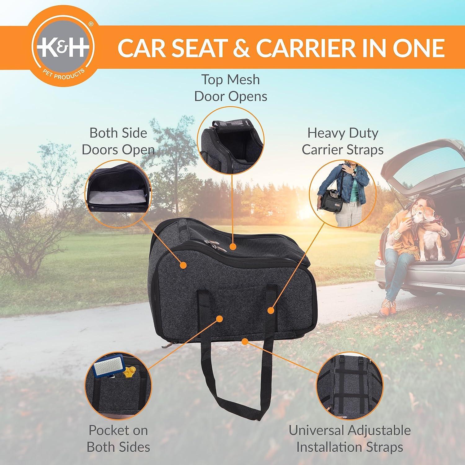 Charcoal Small Portable Pet Car Seat and Carrier