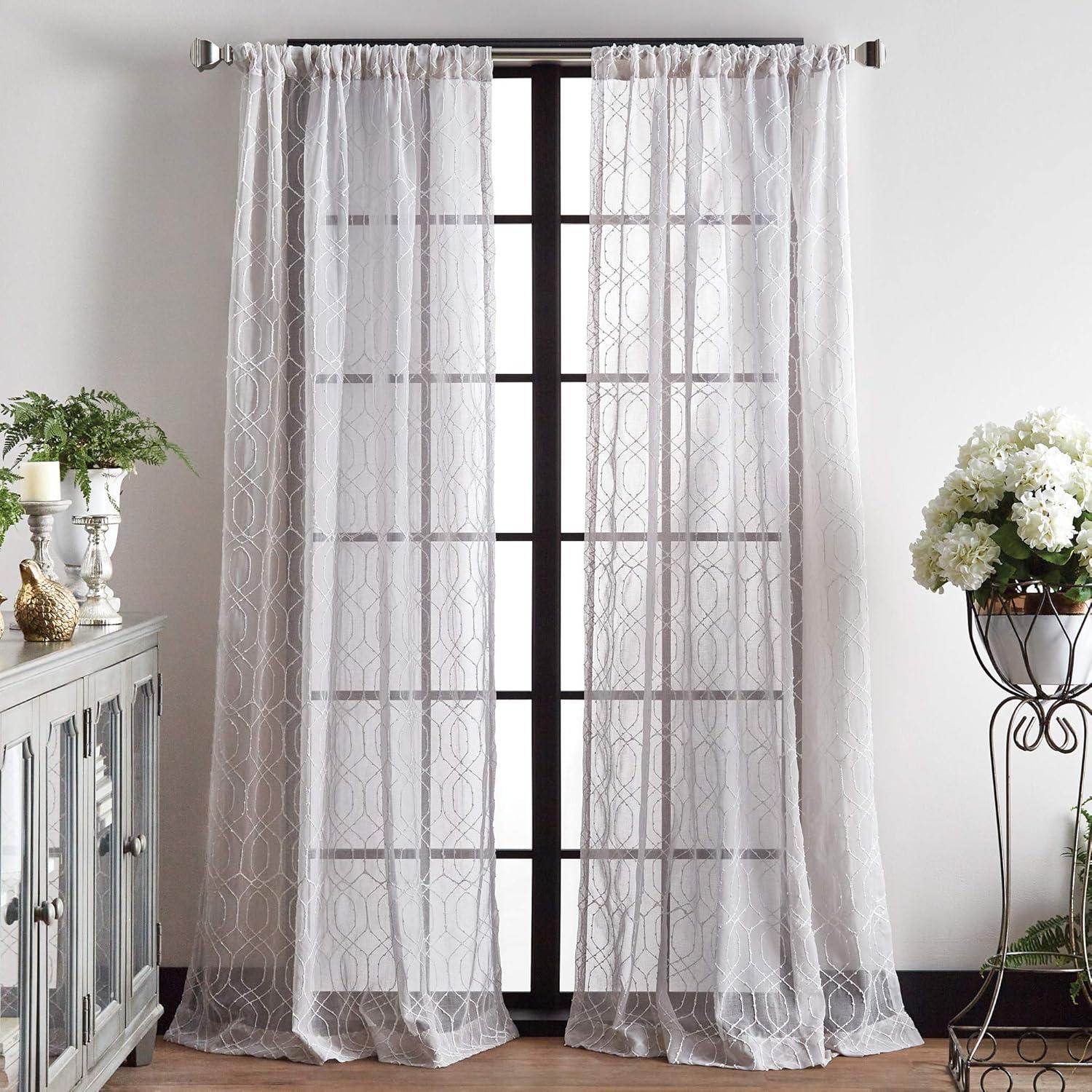 Hourglass Geometric Sheer Rod Pocket Curtain Panels