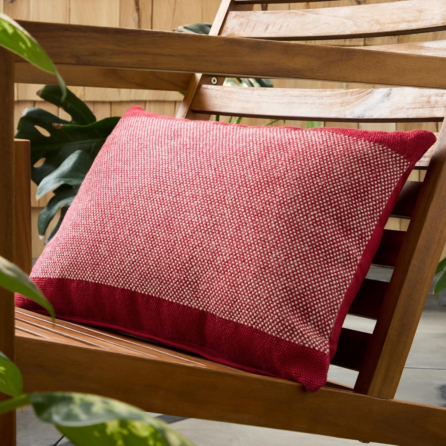 Red and Ivory Recycled Indoor/Outdoor Decorative Pillow