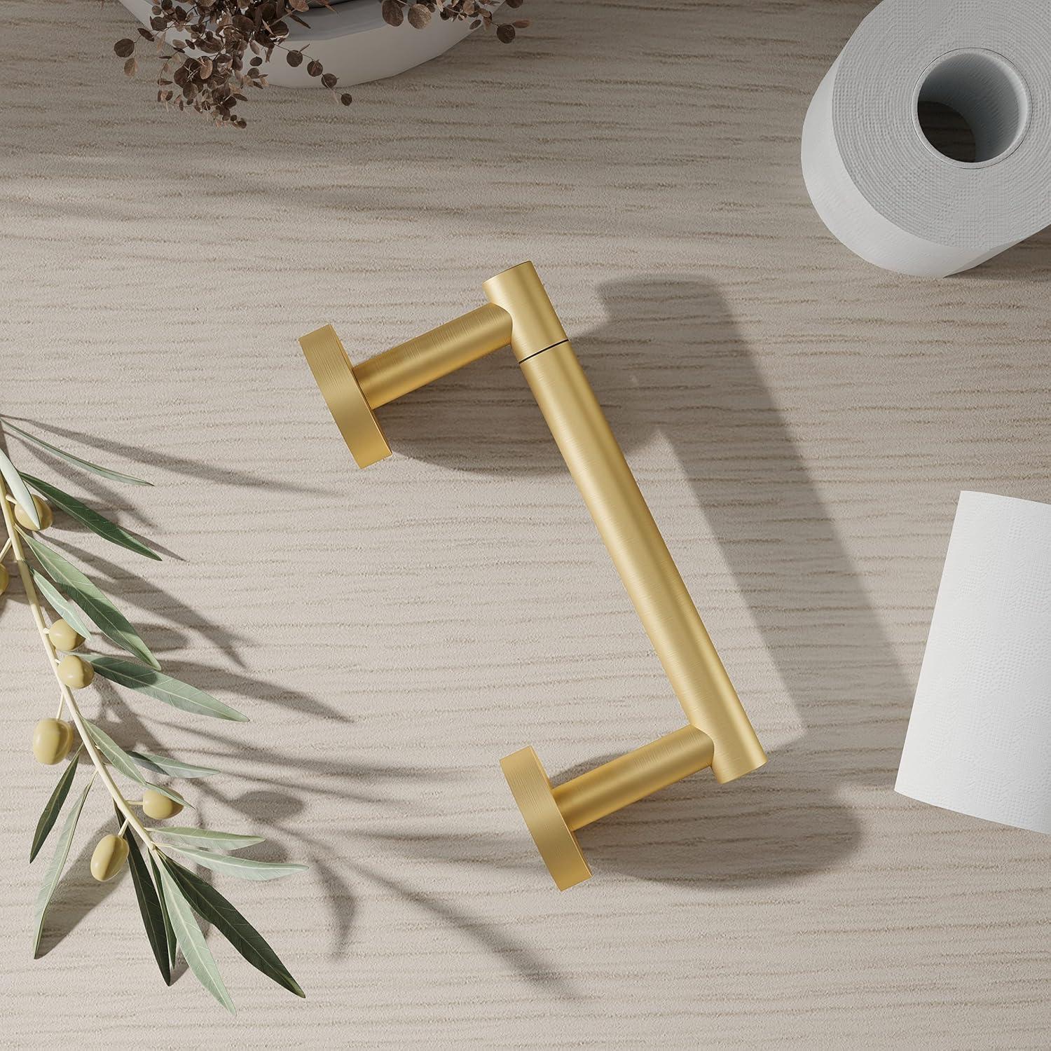 Fixsen Gold Toilet Paper Holder Bathroom Double Post Pivoting Tissue Roll Holder Stainless Steel and Zinc Alloy Wall Mount Detachable (Gold, 1)