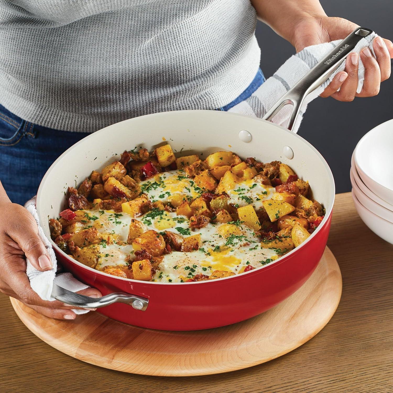 KitchenAid® KitchenAid Hard Anodized Ceramic Nonstick 5 Quart Sauté Pan with Lid, Empire Red