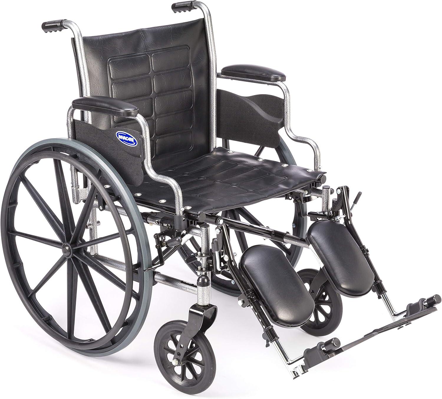 Black Adjustable Wheelchair Legrests with Padded Calf Pads