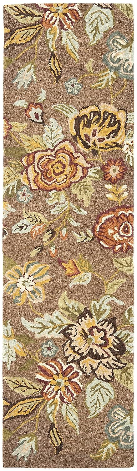 Blossom BLM920 Hand Hooked Runner Rug - Brown/Multi - 2'3"x6' - Safavieh.