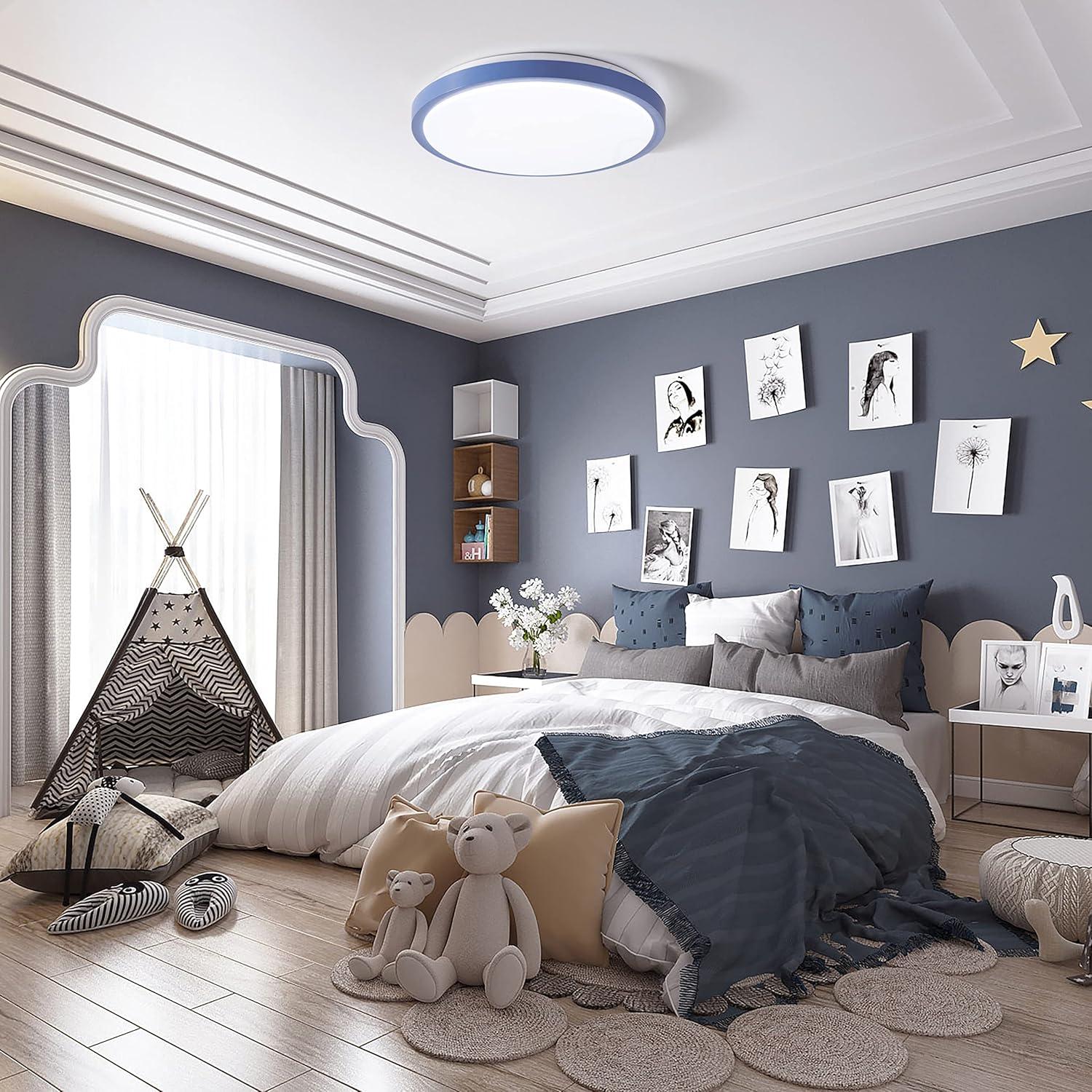 LED Ceiling Light Fixture Flush Mount Lighting, 6500K 30,000 Hour Lifetime 15 in. Blue 36W