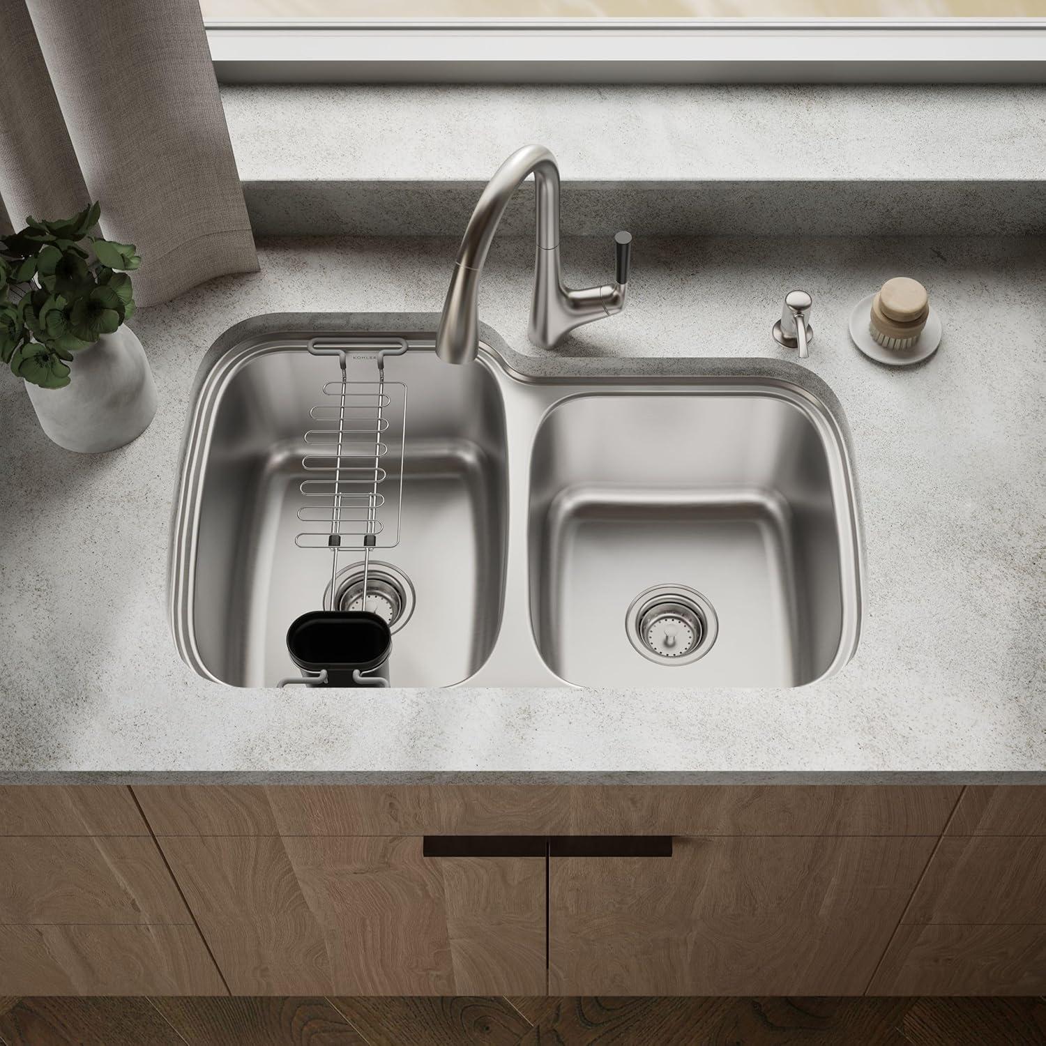 Kohler K-R75791-2PC-NA All-In- One-Kit Kitchen Sink, Brushed Stainless