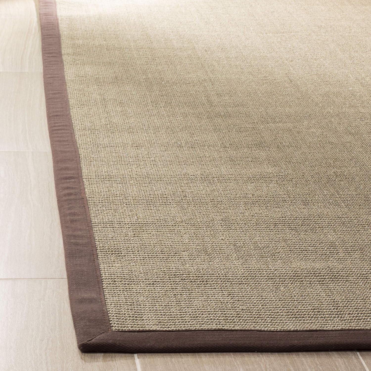 Sage and Brown Sisal Area Rug with Border, 5' x 8'