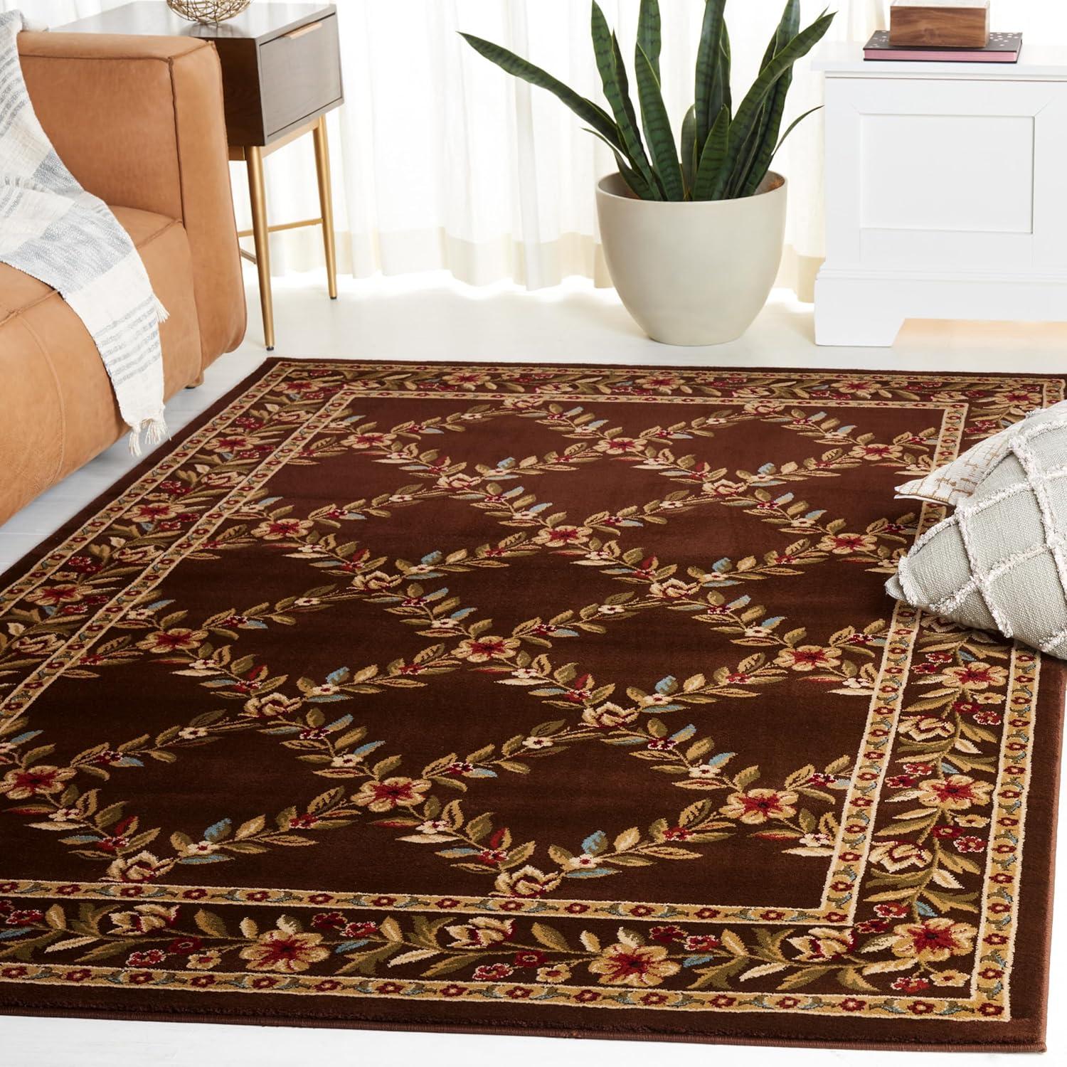 Lyndhurst LNH557 Power Loomed Area Rug - Brown/Brown - 6'7"x9'6" - Safavieh