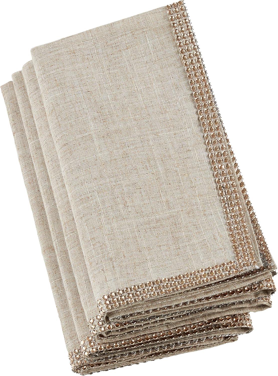 Saro Lifestyle Beautiful Table Napkins With Stylish Studded Borders (Set of 4)