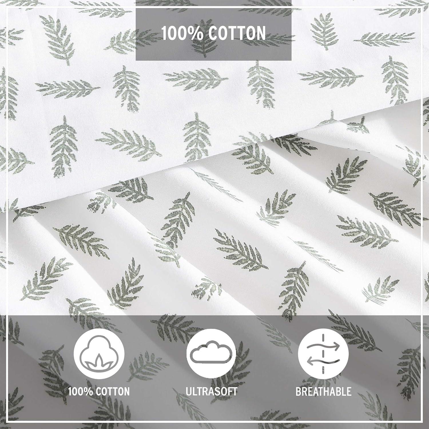 Eddie Bauer Laurel Leaves Green Twin Sheet Set