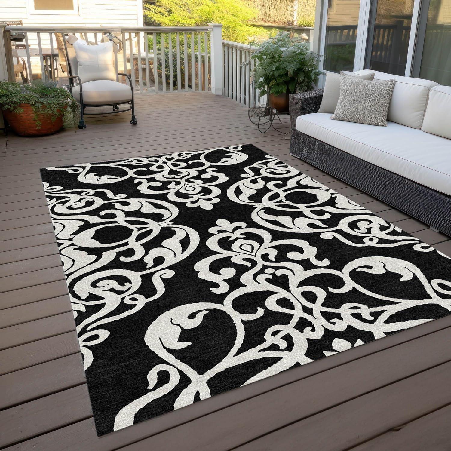 Addison Rugs Chantille ACN973 Black 2'6" x 3'10" Indoor Outdoor Area Rug, Easy Clean, Machine Washable, Non Shedding, Bedroom, Entry, Living Room, Dining Room, Kitchen, Patio Rug