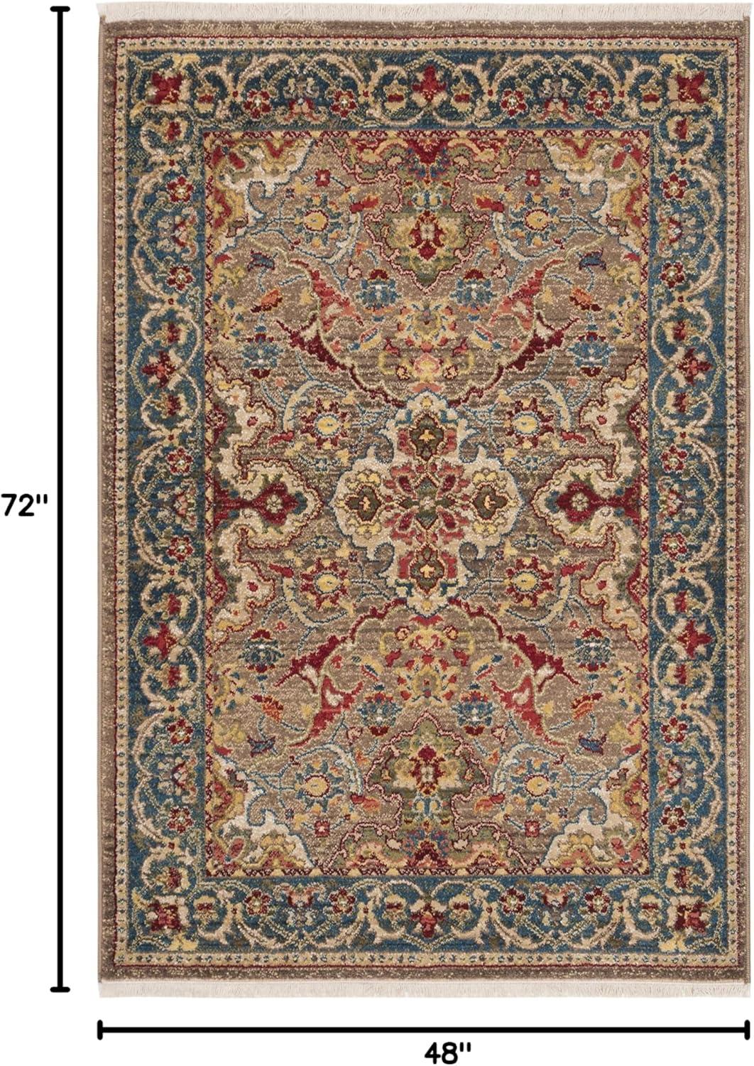 Kashan KSN307 Power Loomed Area Rug - Taupe/Blue - 4'x6' - Safavieh