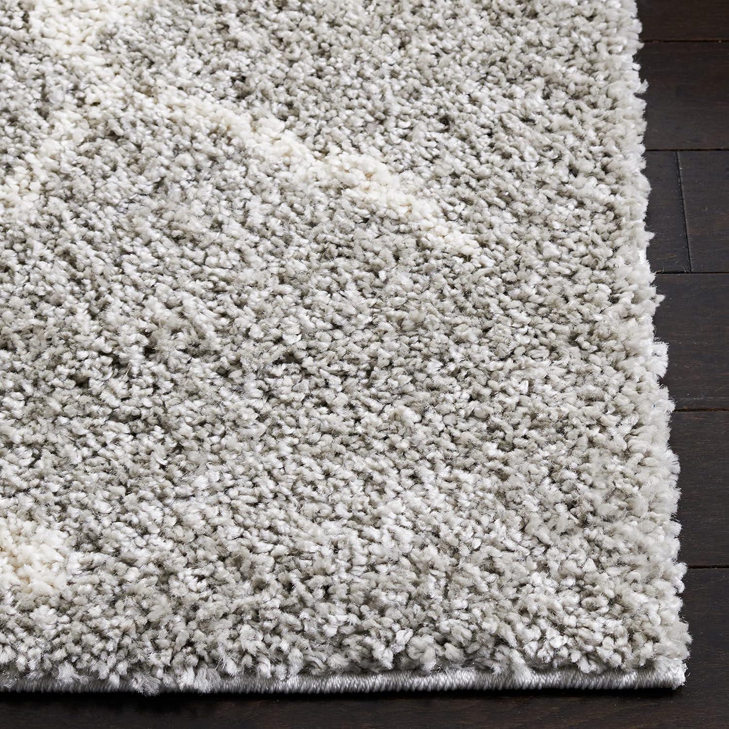 Handmade Gray Shag Easy-Care Synthetic Rug 8' x 10'