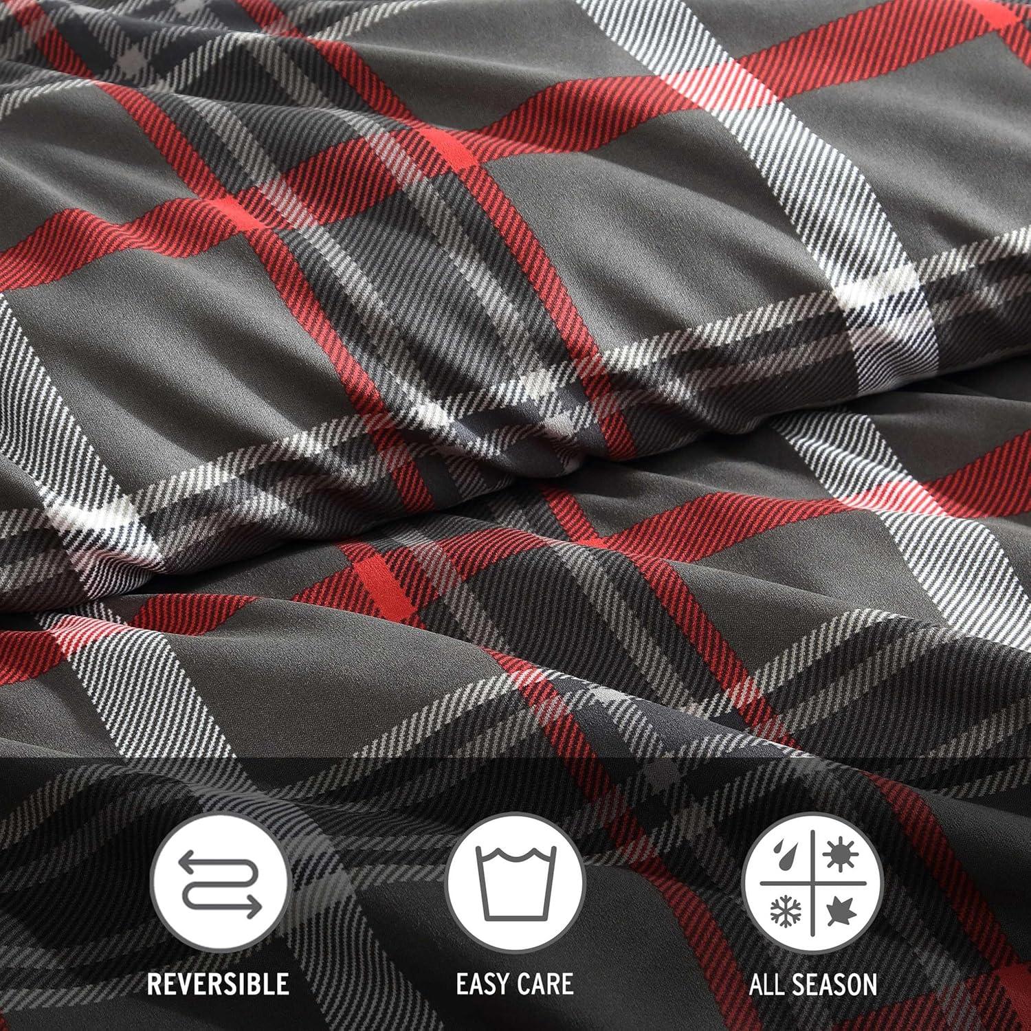 Eddie Bauer Eddie Bauer Willow Plaid Reversible Grey Duvet Cover Set