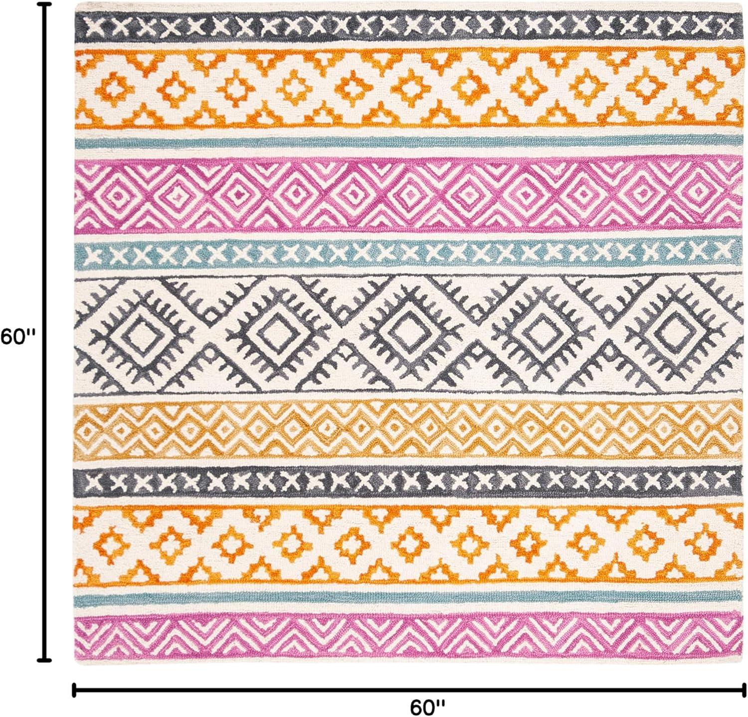 Micro-Loop MLP552 Hand Tufted Area Rug - Ivory/Rust - 5'x5' - Safavieh.