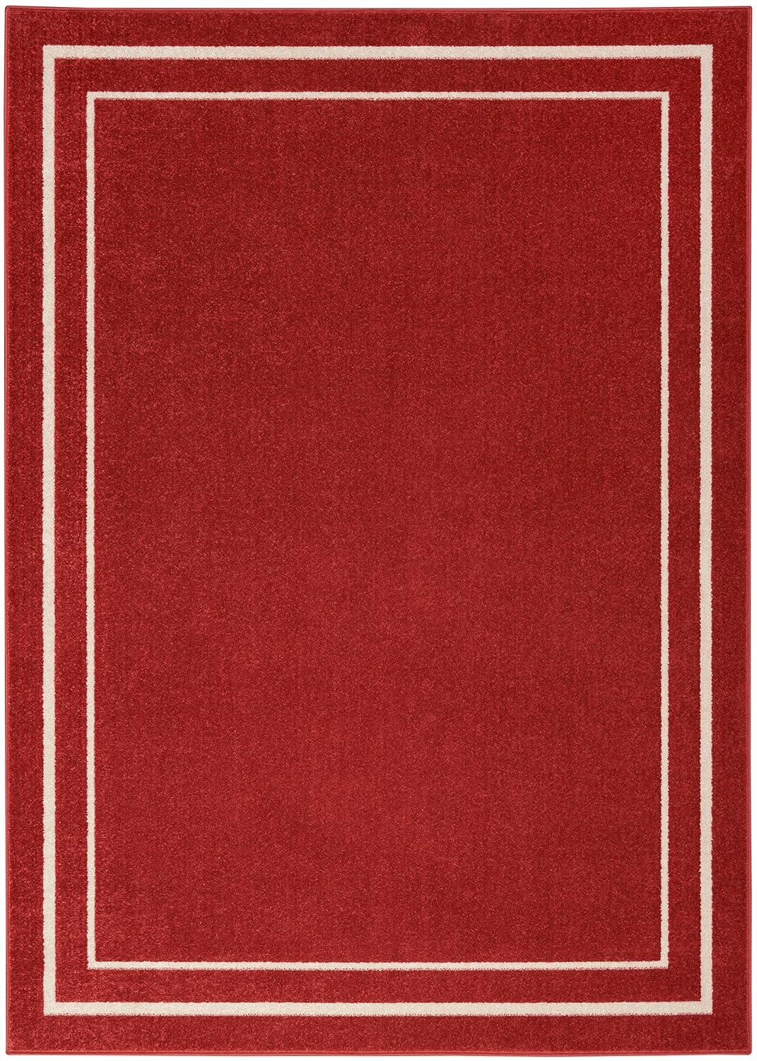 Nourison Essentials 6' x 9' Brick Ivory Contemporary Bordered Indoor/Outdoor Area Rug