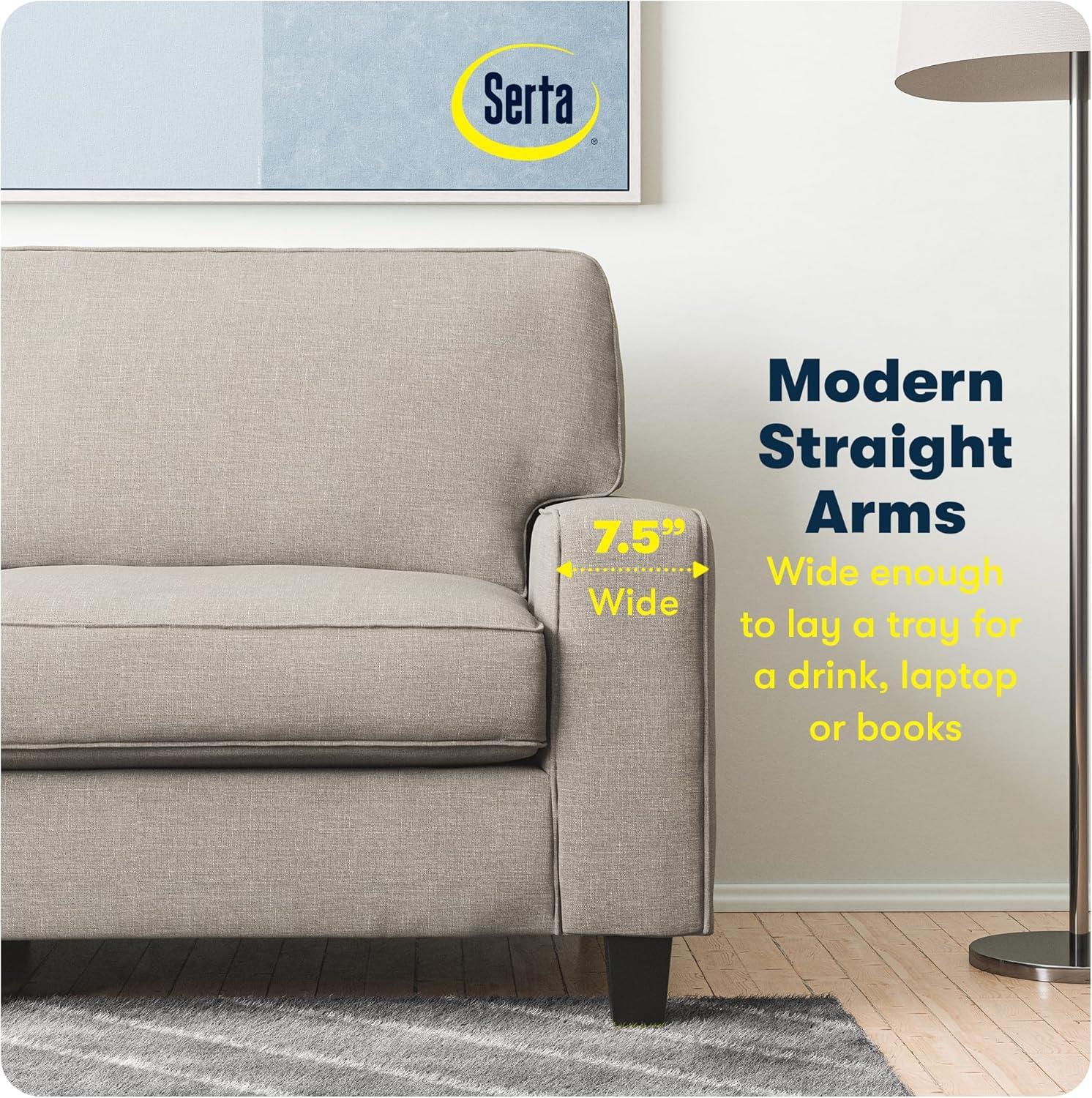 Serta Palisades 73" Track Arm Sofa, Easy Care Fabric, Soft Pillow Back, Pocket Coil Seat Cushions