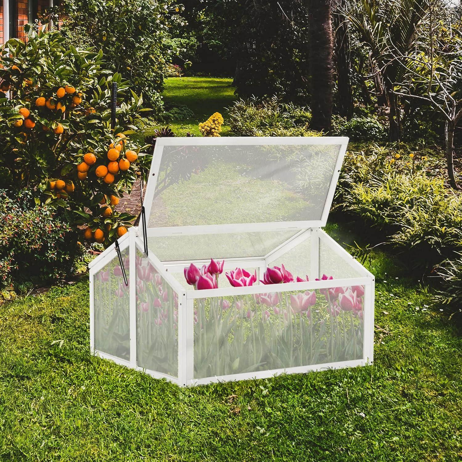 MCombo 35.4" W x 31.5" D Double Box Wooden Greenhouse Cold Frame
