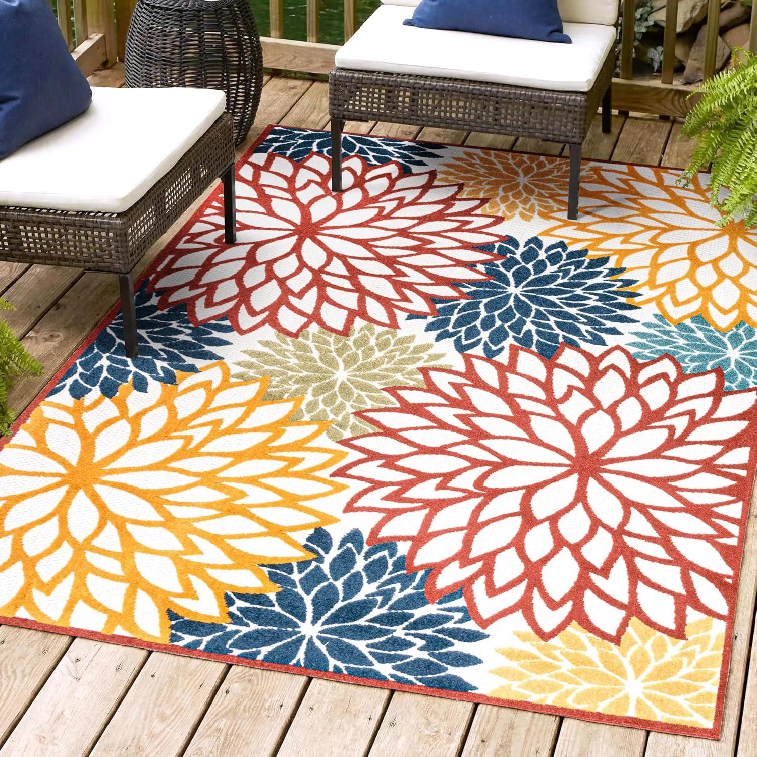 Minori Floral Indoor/Outdoor Runner Rug - JONATHAN Y