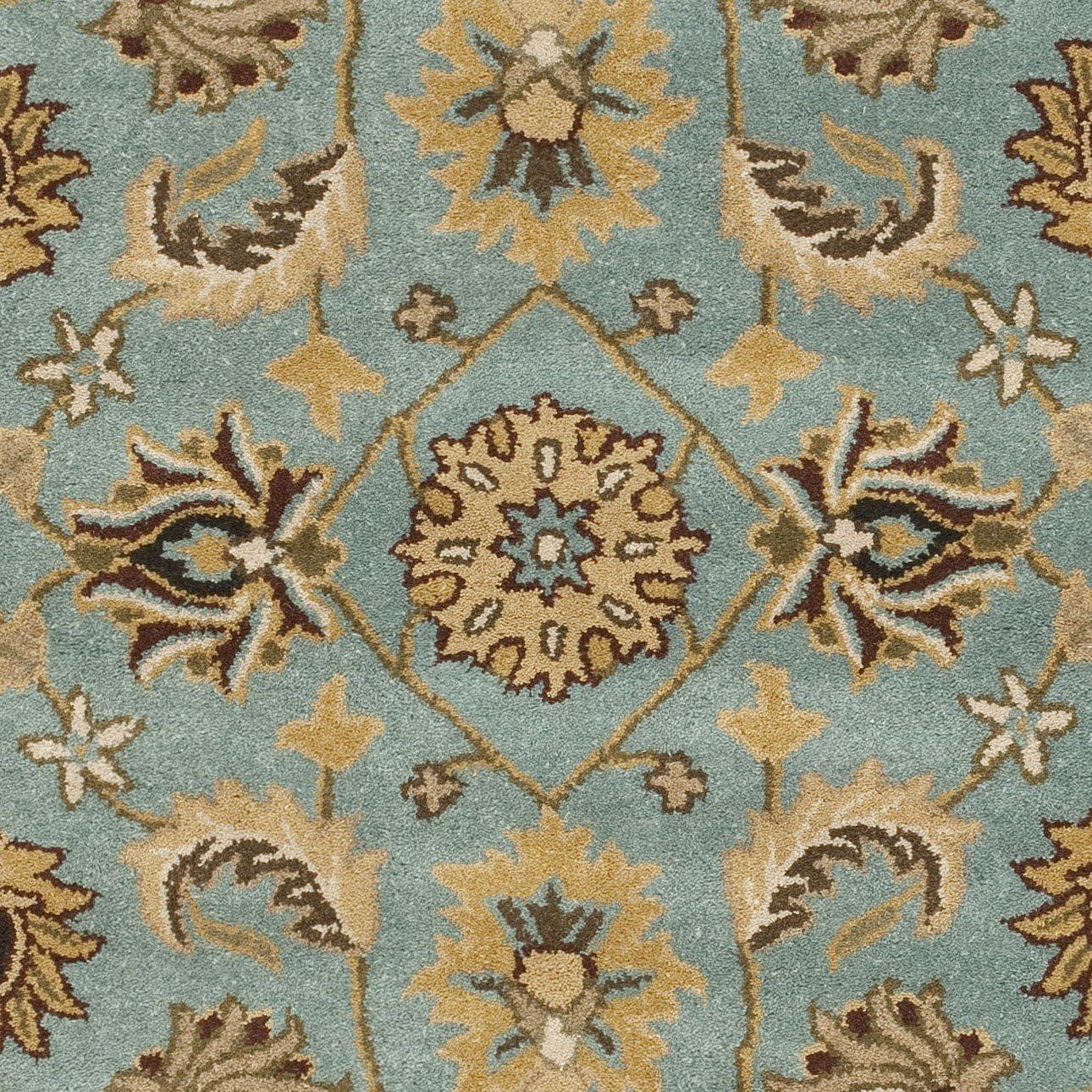 SAFAVIEH Heritage Dexter Traditional Wool Area Rug, Blue/Gold, 4'6" x 6'6" Oval