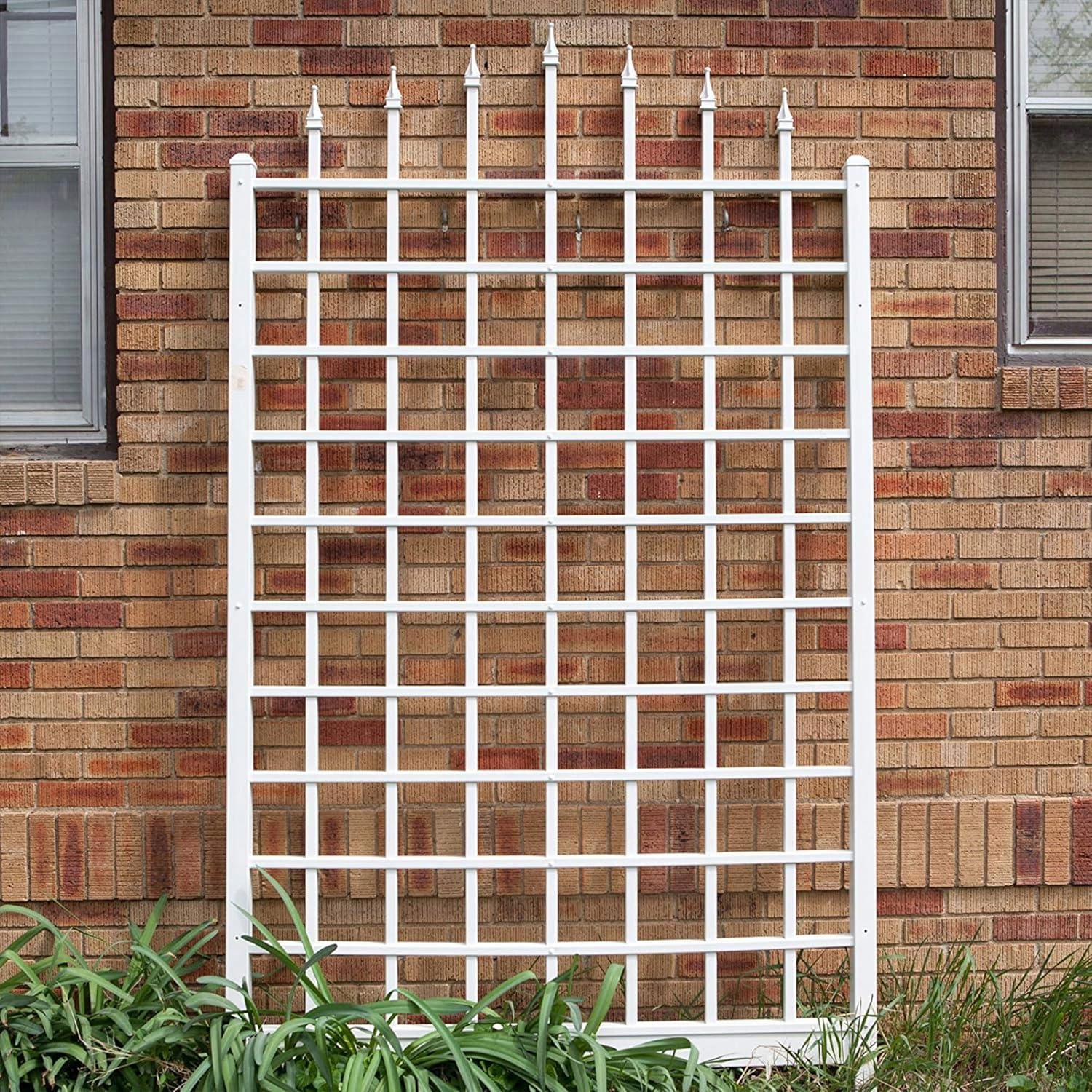Dura-Trel Winchester 57"x95" PVC Vinyl Outdoor Garden Trellis Support for Vines, Climbing Plants, Flowers, & Vegetables w/Wall Mounting Screws, White