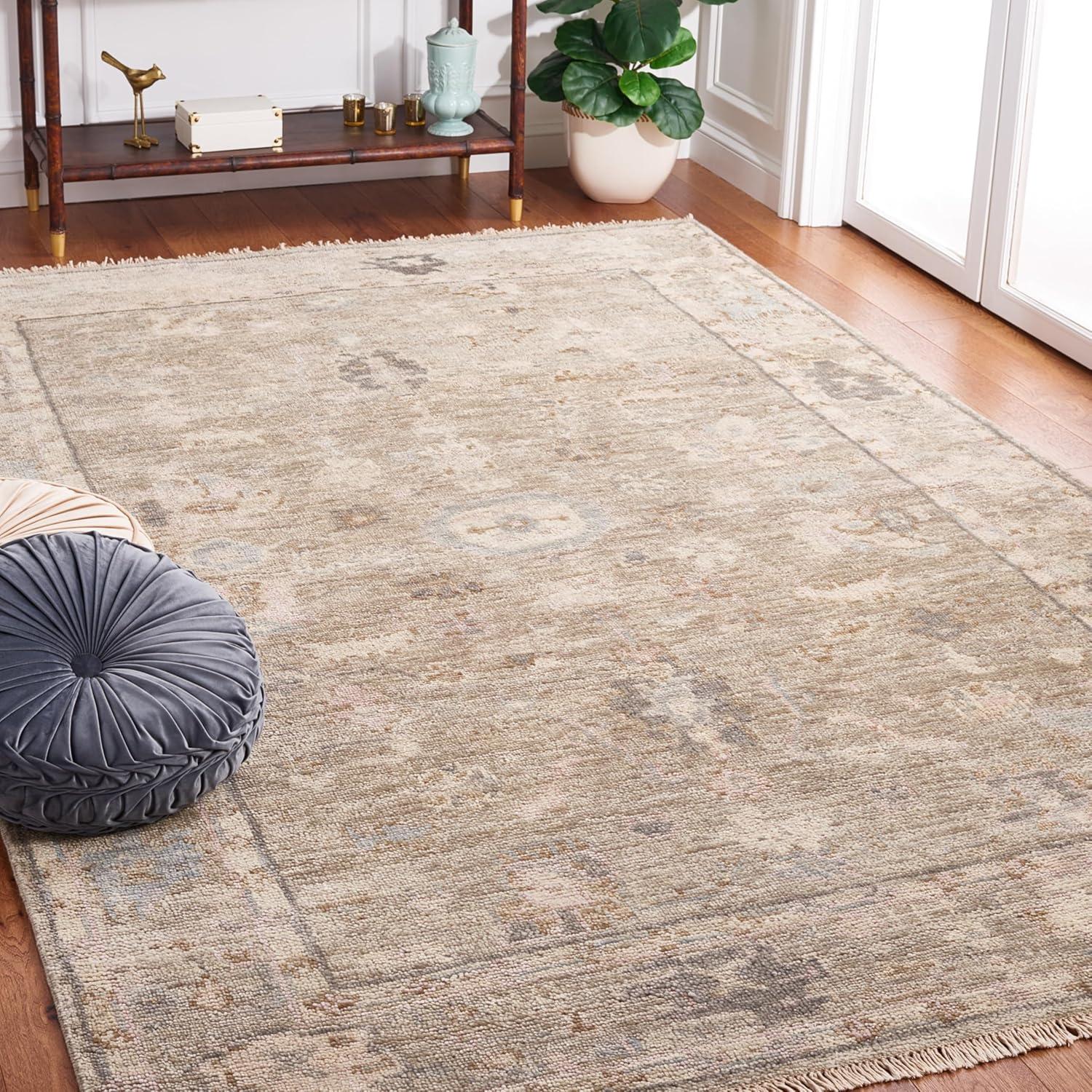 Samarkand Grey 9' x 12' Hand-Knotted Traditional Wool Area Rug