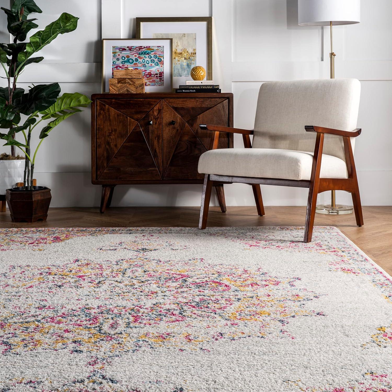 5'x7'5" Solid Loomed Area Rug Pink - nuLOOM: Traditional Indoor Low Pile, Stain-Resistant, Machine Made, Polypropylene