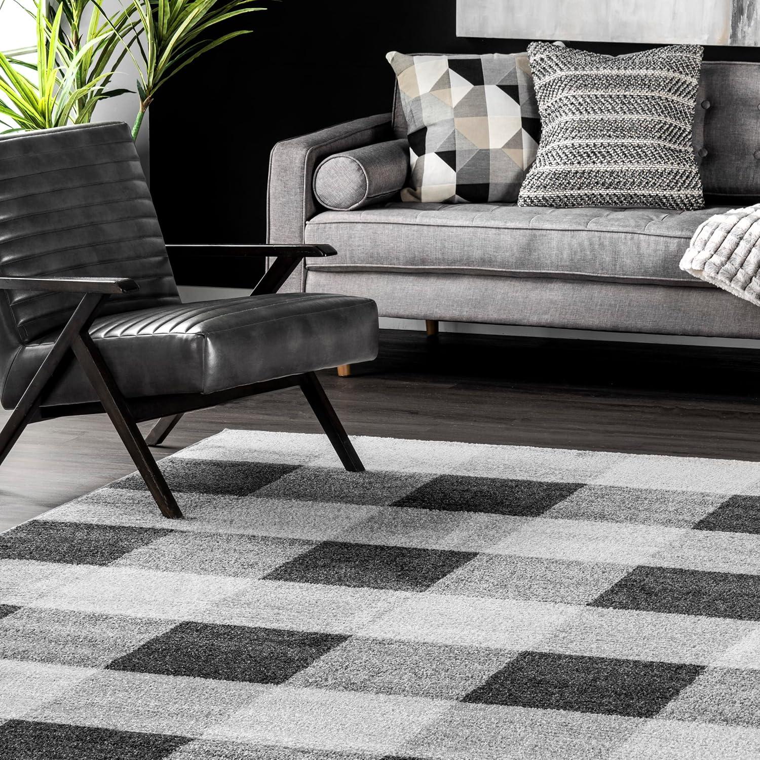 Nuloom Aisha Plaid 3x5 Accent Indoor Area Rug for Living Room Bedroom Dining Room Entryway Kitchen, Grey/Ivory