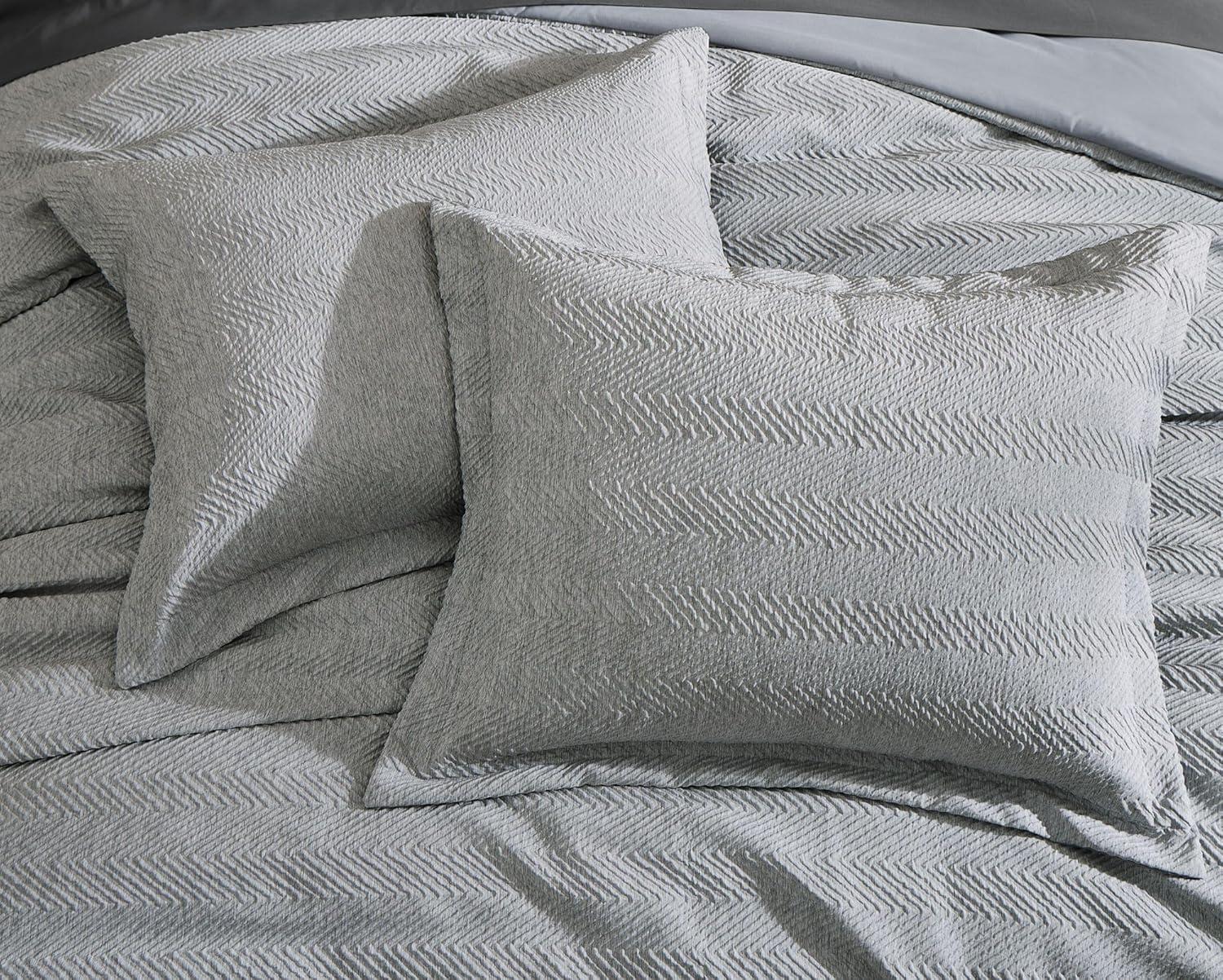 Geniospin Queen Comforter Set, Bed in A Bag 7-Pieces, Light Grey Textured All Season Comfortable Bedding Sets with Comforter, Sheets, Pillowcases & Shams (Light Grey, 90"x90")