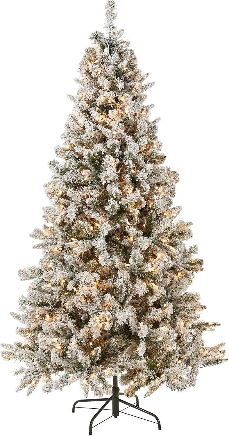 6.5' Prelit Snowy Mixed Pine Artificial Christmas Tree Clear Lights - National Tree Company