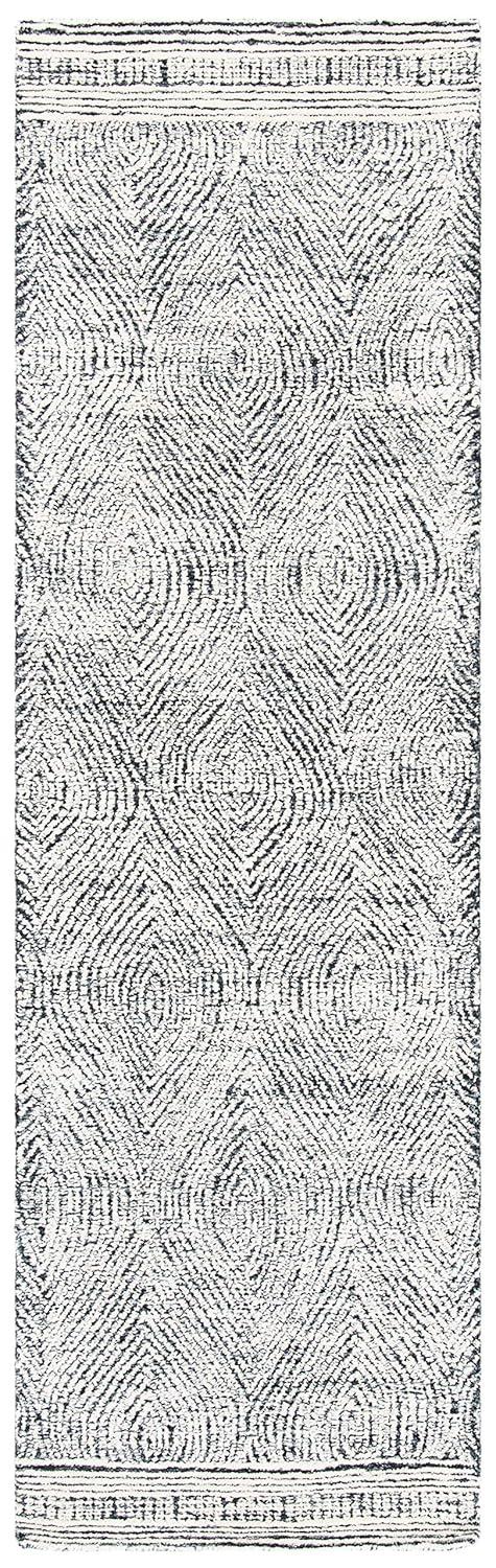 Abstract ABT340 Handmade Indoor Runner - Ivory/Charcoal - 2'-3"x18' - Safavieh