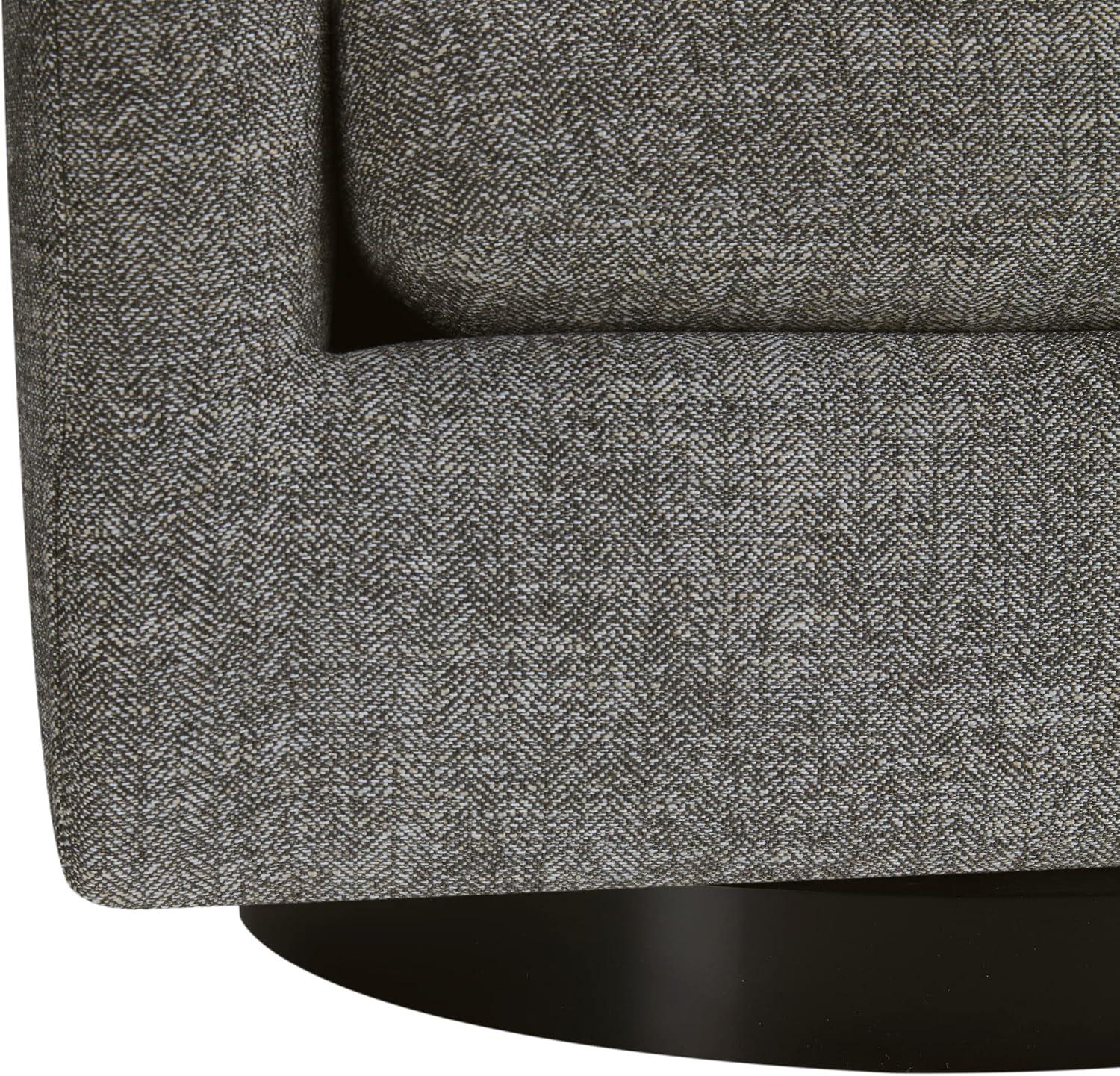 CHITA Swivel Accent Chair Fabric, Round Barrel Arm Chair Living Room, Pebble Gray&Black Base