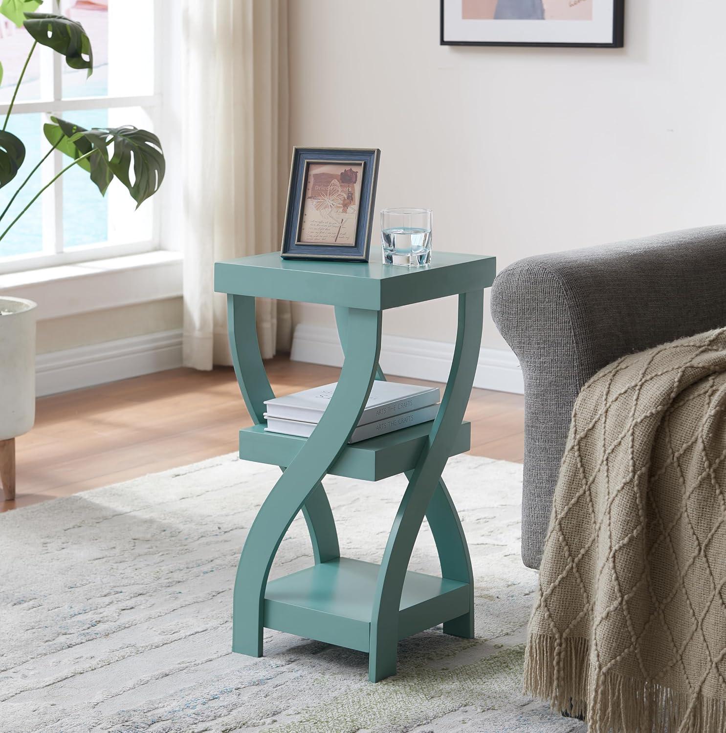 Lark Manor™ Aurianne 3 Tier End Table - Square End Table - Table for Bedroom - End Table with Shelves - Bedside Nightstand - Wooden Table Night Stand - 3 Shelf Small Bookshelf