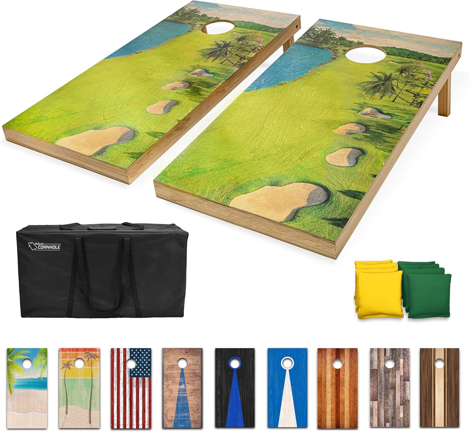 GoSports Gosports 4'x2' Reguation Size Premium Wood Cornhole Set - Golf Themed Design
