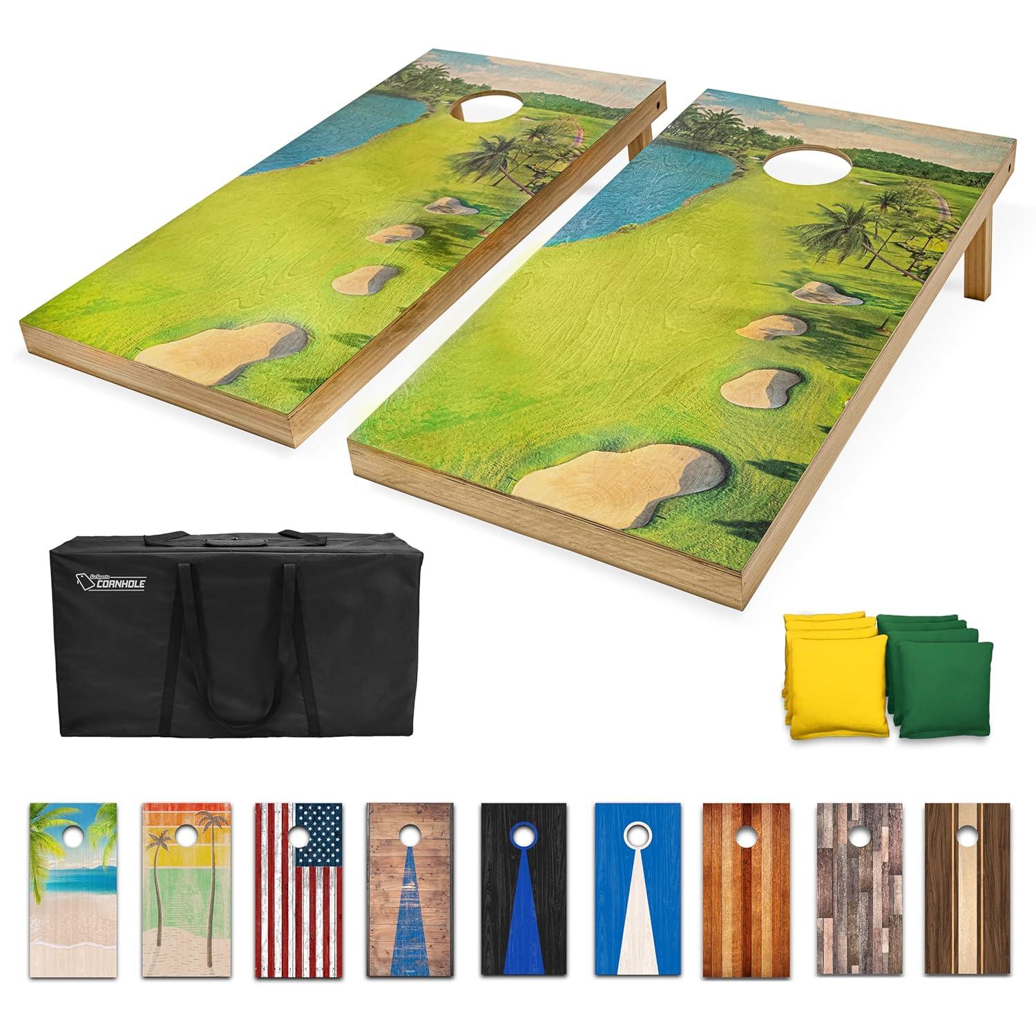 GoSports Gosports 4'x2' Reguation Size Premium Wood Cornhole Set - Golf Themed Design