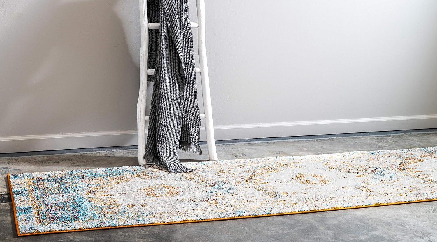 Unique Loom Rosso Collection Area Rug - Bellini (2' 7" x 10' Runner Beige/Blue)