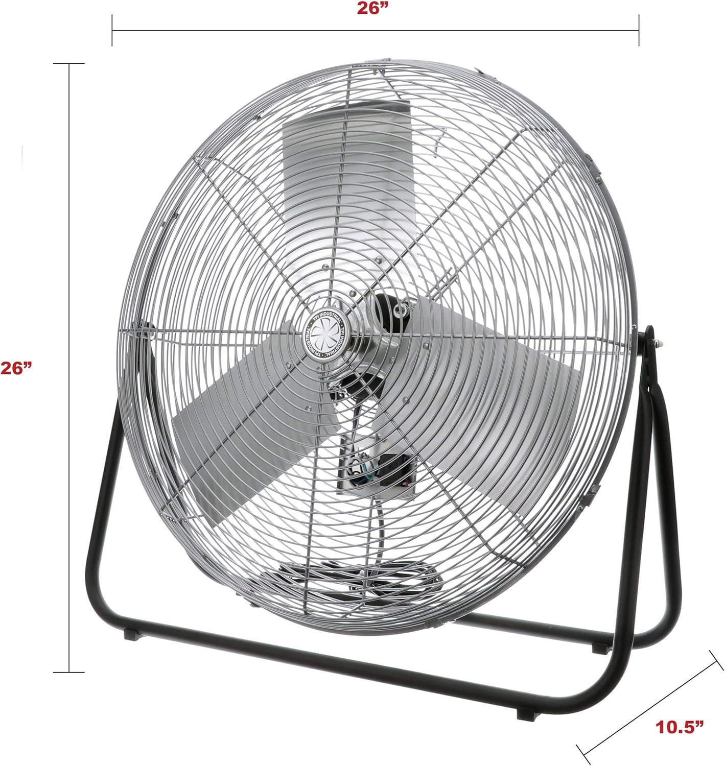 Gray 24-Inch Aluminum Industrial Floor Fan with 3-Speed Dial