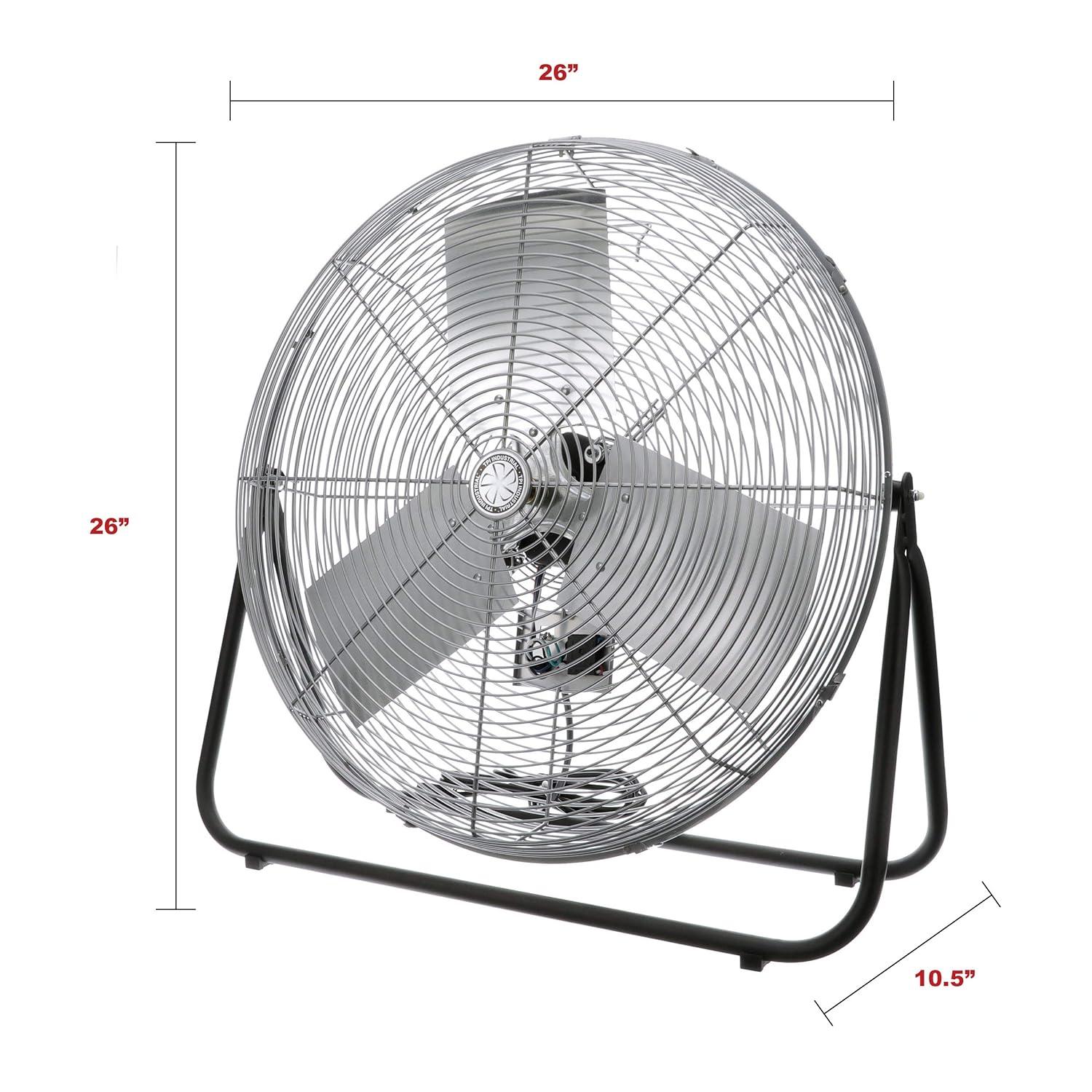 Gray 24-Inch Aluminum Industrial Floor Fan with 3-Speed Dial