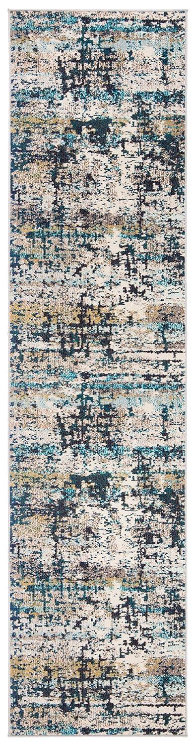 Madison MAD469 Power Loomed Indoor Runner Rug - Cream/Blue - 2'2"x6' - Safavieh