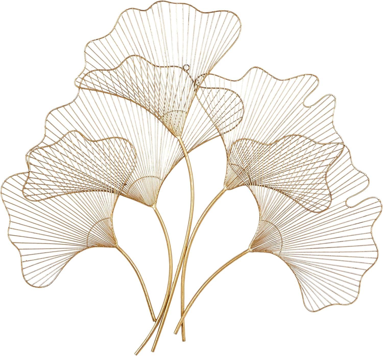 Floral Gold Metal Leaf Wall Décor, 36" X 33"