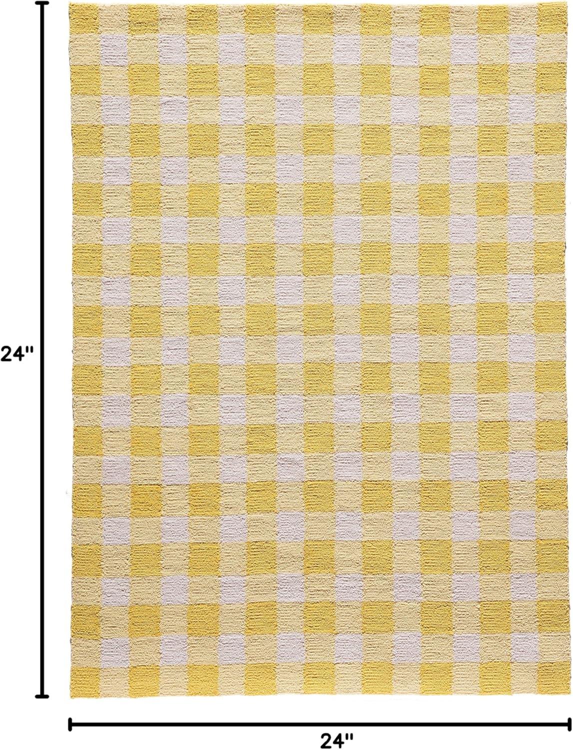 Gingham Rug - Yellow - (2'x3') - Momeni: Handmade Tufted Accent, Low Pile, Indoor Use, Classic Gingham Check Pattern