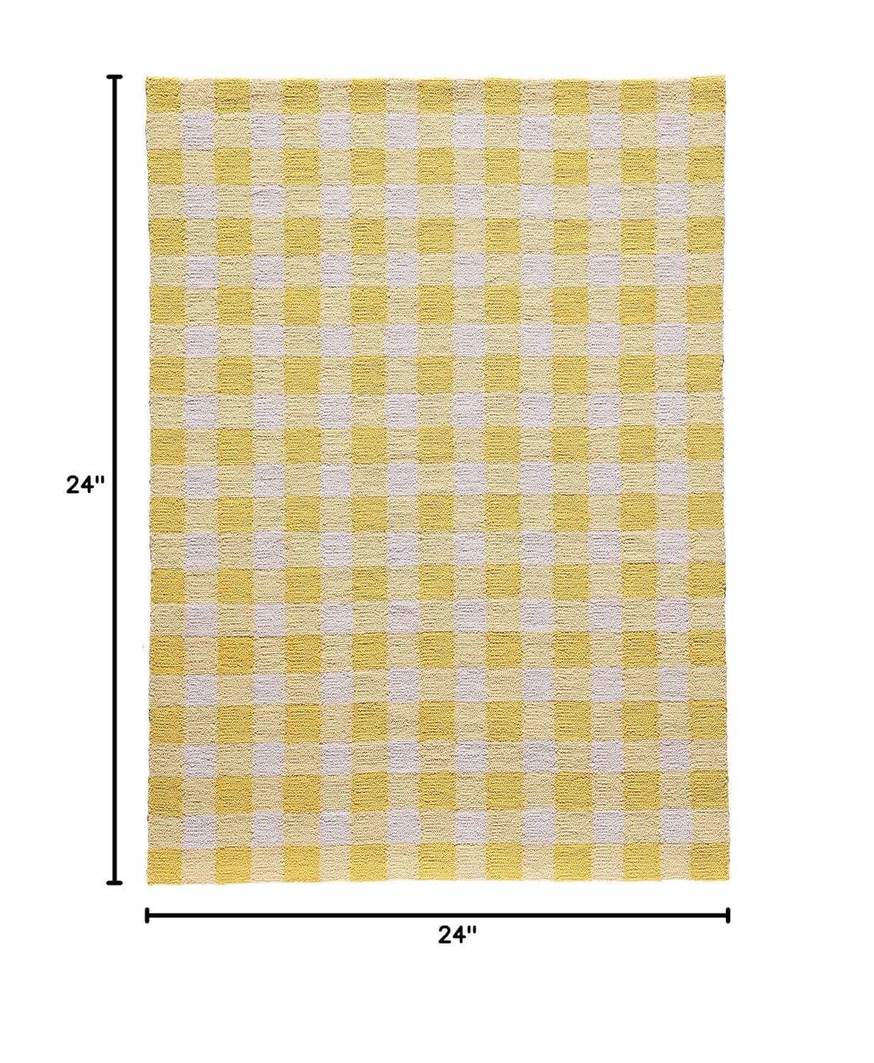 Gingham Rug - Yellow - (2'x3') - Momeni: Handmade Tufted Accent, Low Pile, Indoor Use, Classic Gingham Check Pattern