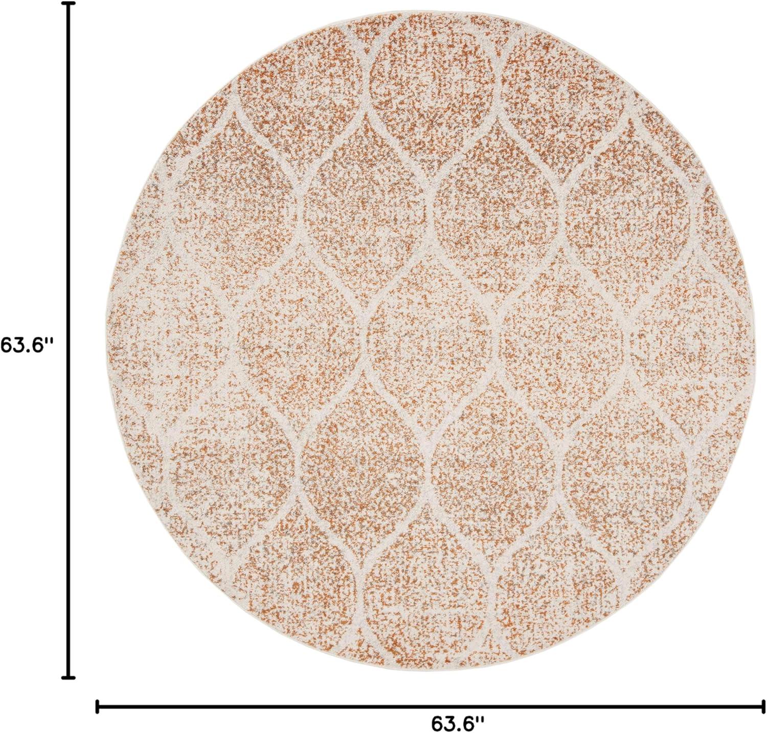 SAFAVIEH Madison Leighton Geometric Area Rug, Cream/Orange, 5'3" x 5'3" Round